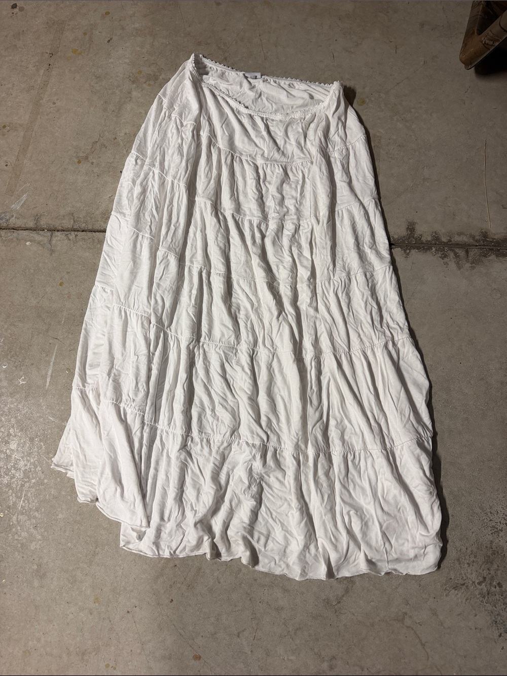 White Tiered Maxi Skirt - Lightweight Boho Style